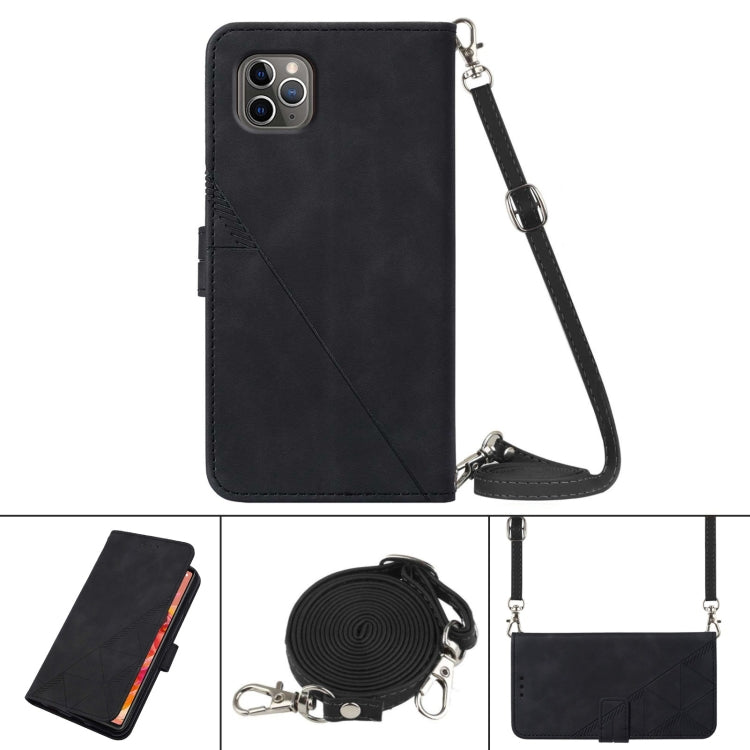For iPhone 11 Pro Max Crossbody 3D Embossed Flip Leather Phone Case