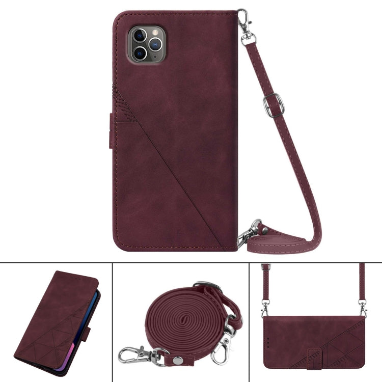 For iPhone 11 Pro Max Crossbody 3D Embossed Flip Leather Phone Case