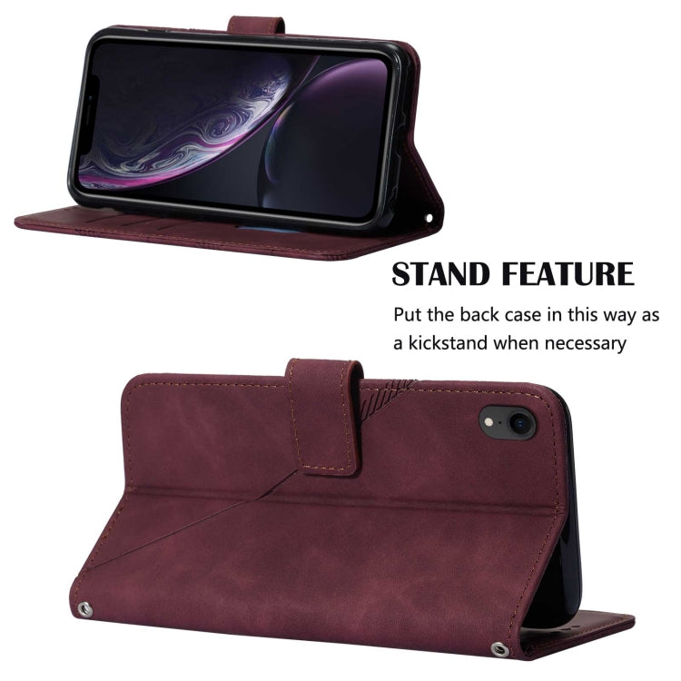 For iPhone XR Crossbody 3D Embossed Flip Leather Phone Case