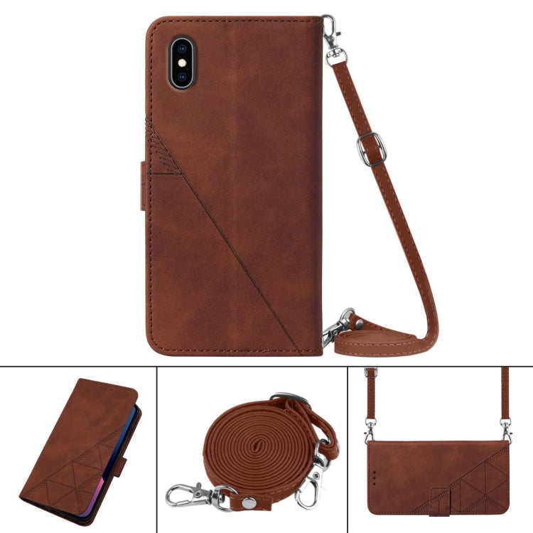 For iPhone XS Max Crossbody 3D Embossed Flip Leather Phone Case