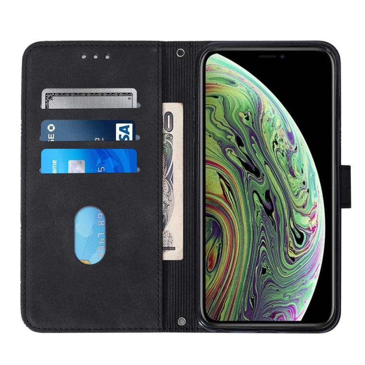 For iPhone XS Max Crossbody 3D Embossed Flip Leather Phone Case