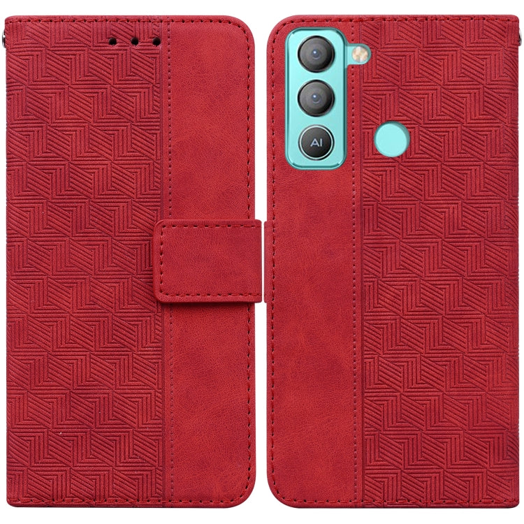 For Tecno Pop 5 LTE BD4 Geometric Embossed Leather Phone Case