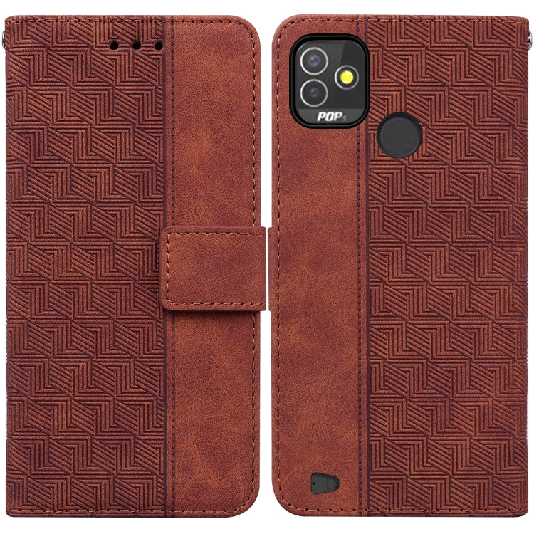For Tecno Pop 5P Geometric Embossed Leather Phone Case