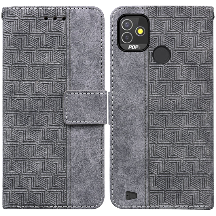 For Tecno Pop 5P Geometric Embossed Leather Phone Case