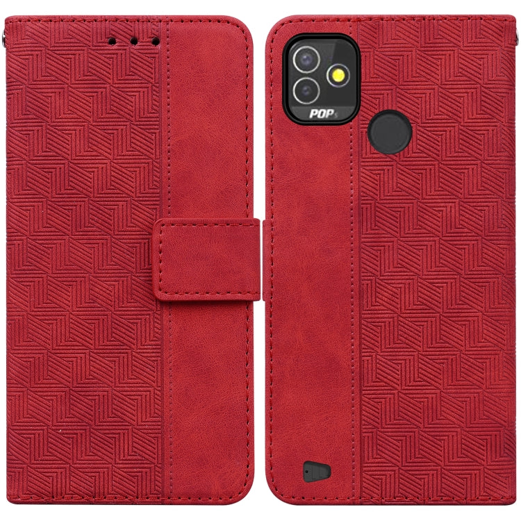 For Tecno Pop 5P Geometric Embossed Leather Phone Case
