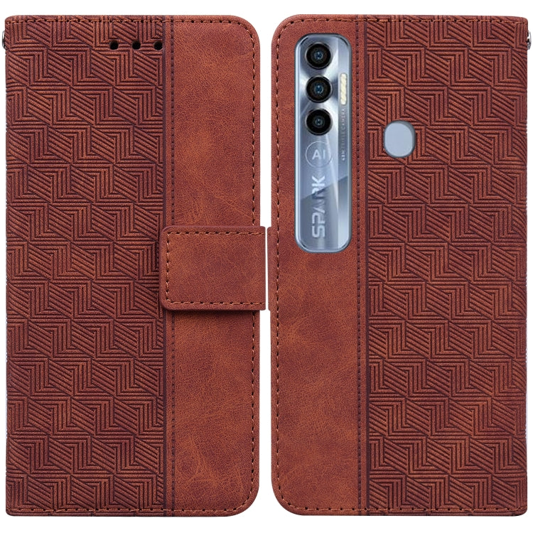 For Tecno Spark 7 Pro Geometric Embossed Leather Phone Case