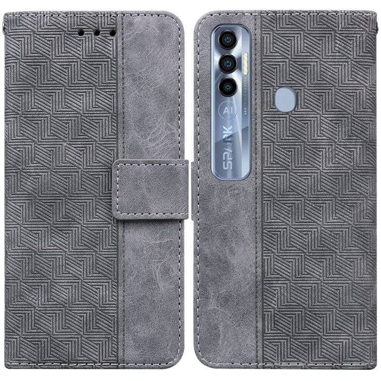 For Tecno Spark 7 Pro Geometric Embossed Leather Phone Case