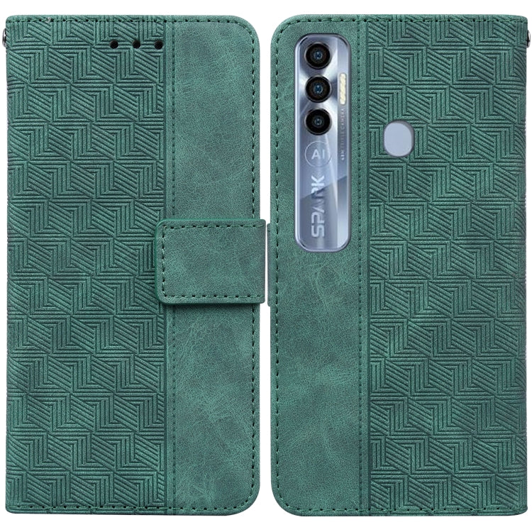 For Tecno Spark 7 Pro Geometric Embossed Leather Phone Case