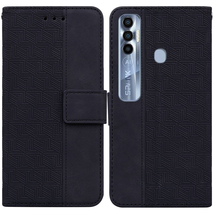 For Tecno Spark 7 Pro Geometric Embossed Leather Phone Case