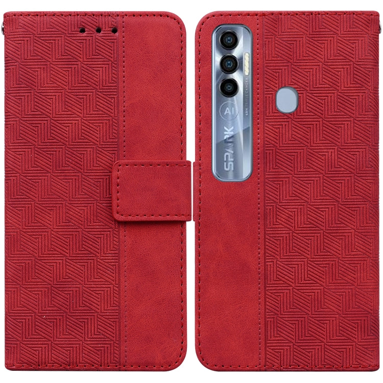 For Tecno Spark 7 Pro Geometric Embossed Leather Phone Case
