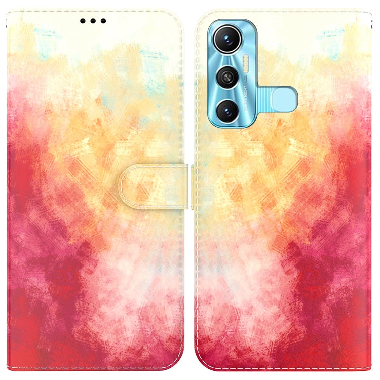 For Infinix Hot 11 X662 Watercolor Pattern Horizontal Flip Leather Phone Case