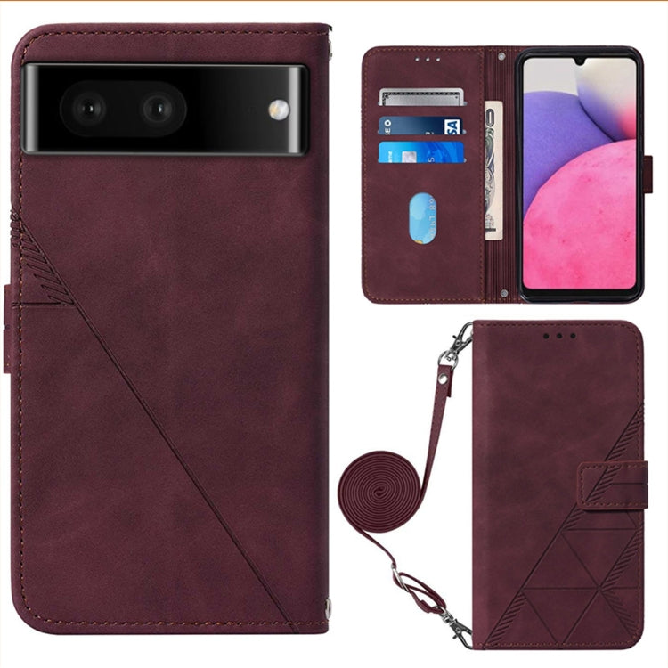 For Google Pixel 7 5G Crossbody 3D Embossed Flip Leather Phone Case