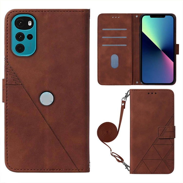 For Motorola Moto G22 Crossbody 3D Embossed Flip Leather Phone Case
