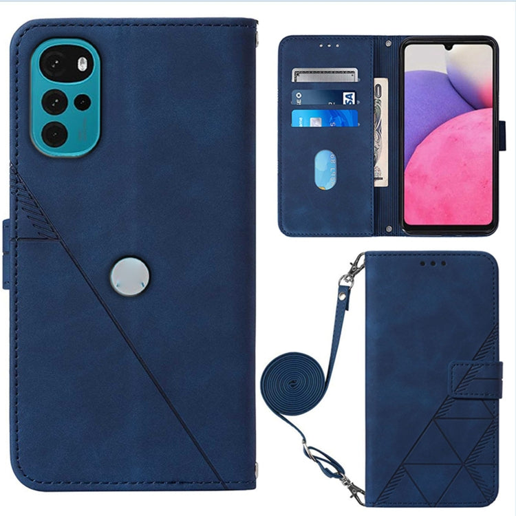 For Motorola Moto G22 Crossbody 3D Embossed Flip Leather Phone Case