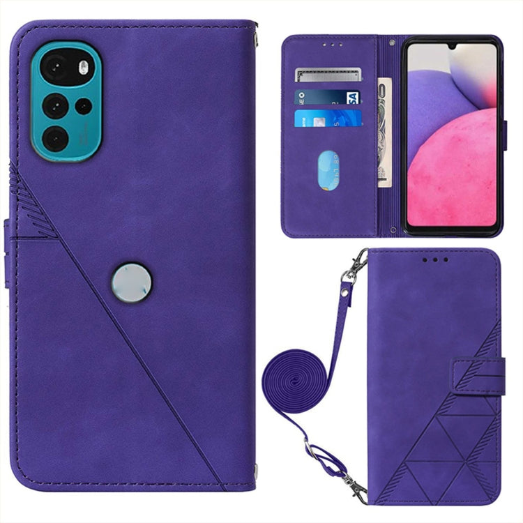 For Motorola Moto G22 Crossbody 3D Embossed Flip Leather Phone Case