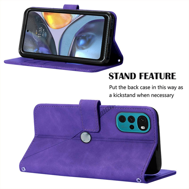 For Motorola Moto G22 Crossbody 3D Embossed Flip Leather Phone Case