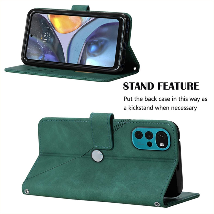 For Motorola Moto G22 Crossbody 3D Embossed Flip Leather Phone Case