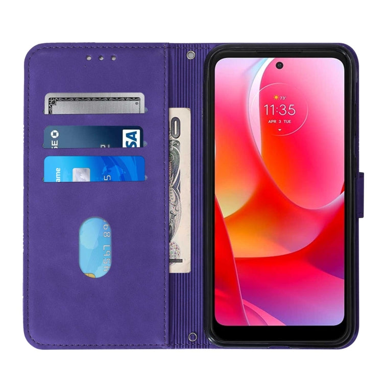 For Motorola Moto G Power 2022 Crossbody 3D Embossed Flip Leather Phone Case