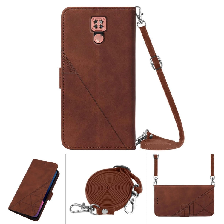 For Motorola Moto G9 / G9 Play Crossbody 3D Embossed Flip Leather Phone Case
