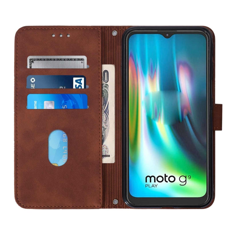 For Motorola Moto G9 / G9 Play Crossbody 3D Embossed Flip Leather Phone Case