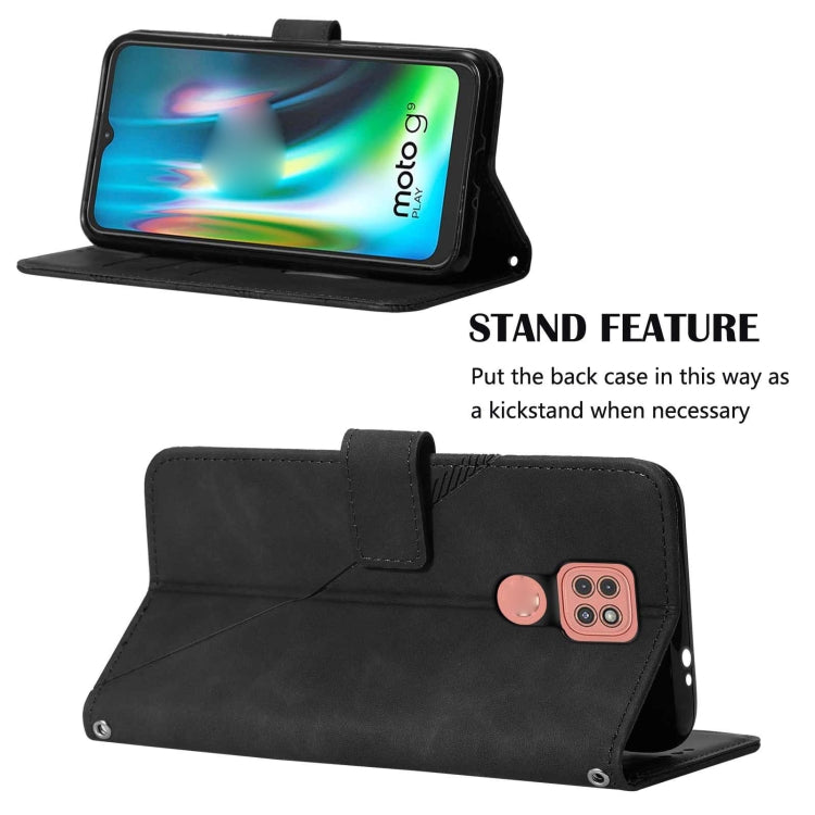 For Motorola Moto G9 / G9 Play Crossbody 3D Embossed Flip Leather Phone Case