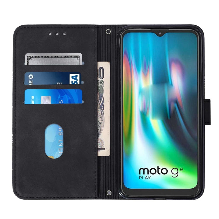 For Motorola Moto G9 / G9 Play Crossbody 3D Embossed Flip Leather Phone Case