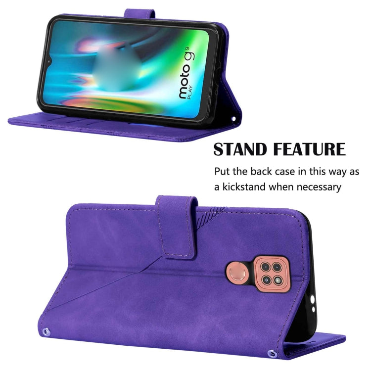 For Motorola Moto G9 / G9 Play Crossbody 3D Embossed Flip Leather Phone Case