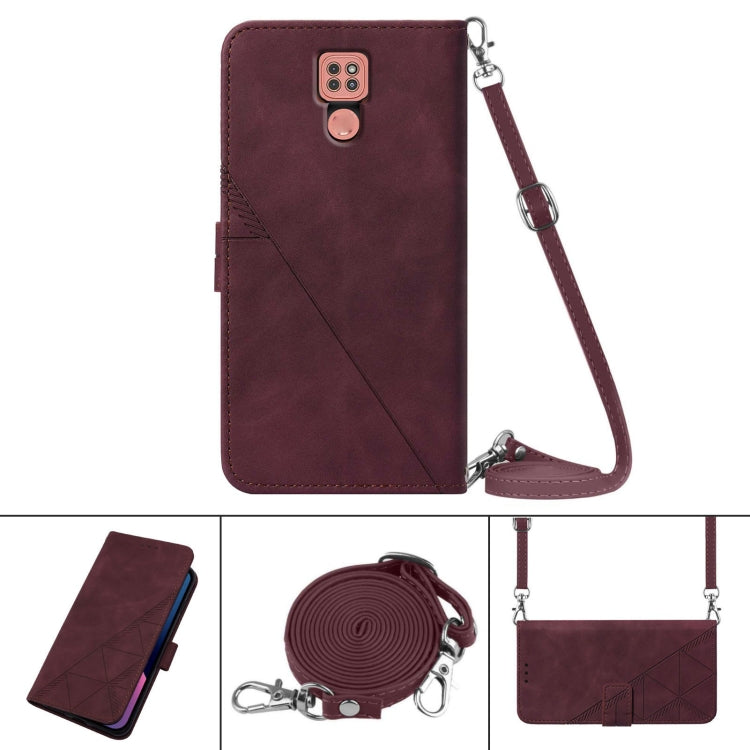 For Motorola Moto G9 / G9 Play Crossbody 3D Embossed Flip Leather Phone Case