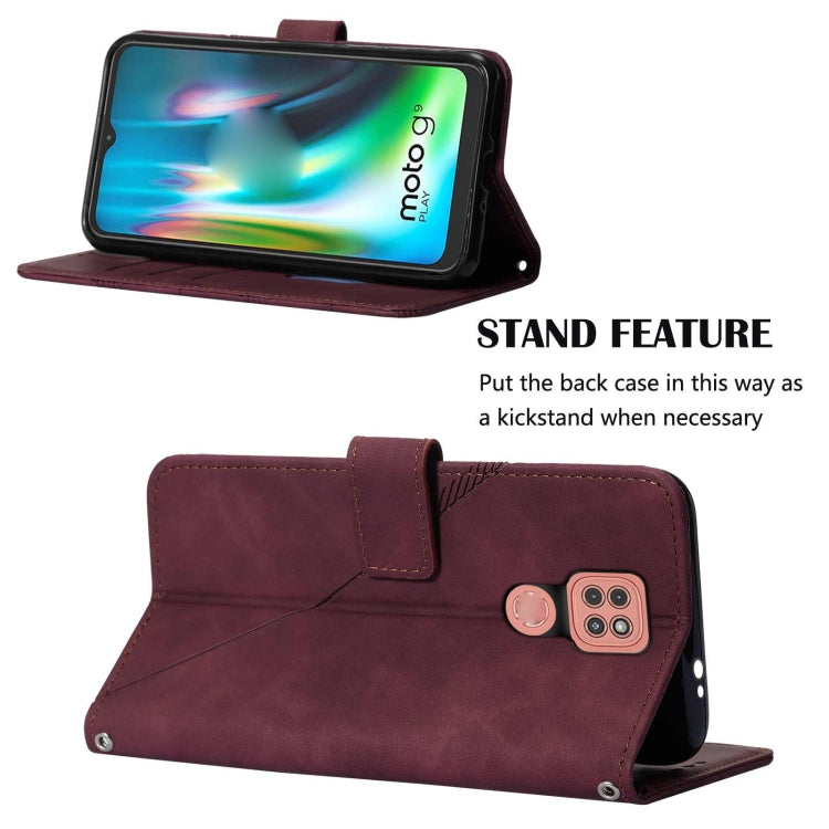 For Motorola Moto G9 / G9 Play Crossbody 3D Embossed Flip Leather Phone Case