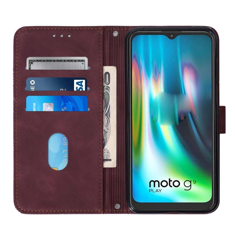 For Motorola Moto G9 / G9 Play Crossbody 3D Embossed Flip Leather Phone Case