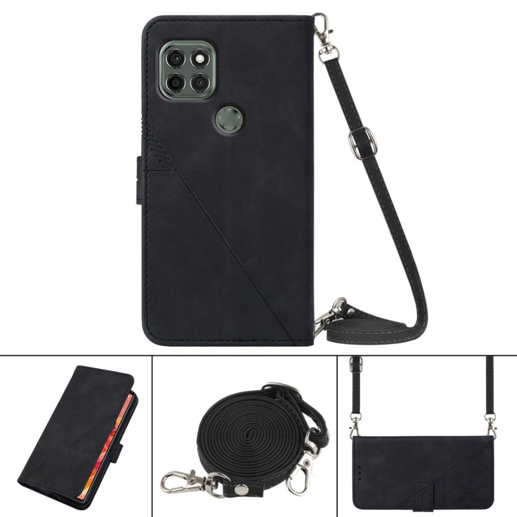 For Motorola Moto G9 Power Crossbody 3D Embossed Flip Leather Phone Case