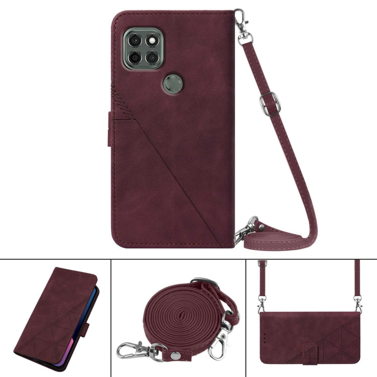 For Motorola Moto G9 Power Crossbody 3D Embossed Flip Leather Phone Case