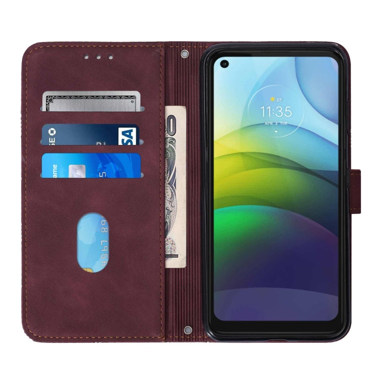 For Motorola Moto G9 Power Crossbody 3D Embossed Flip Leather Phone Case