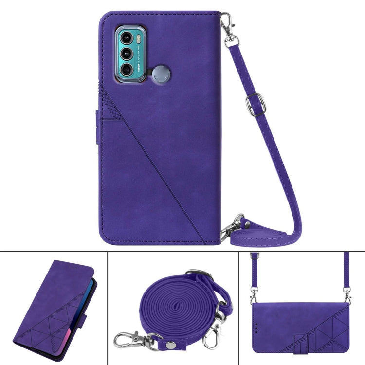 For Motorola Moto G40 / G60 Crossbody 3D Embossed Flip Leather Phone Case