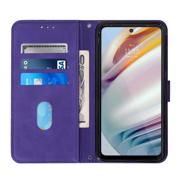 For Motorola Moto G40 / G60 Crossbody 3D Embossed Flip Leather Phone Case
