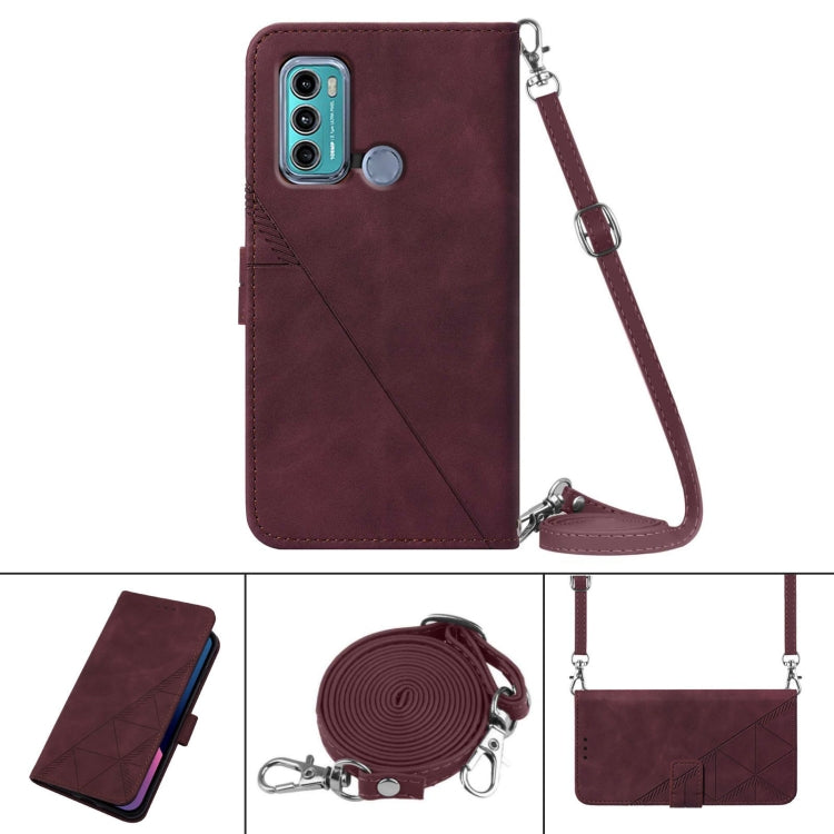 For Motorola Moto G40 / G60 Crossbody 3D Embossed Flip Leather Phone Case