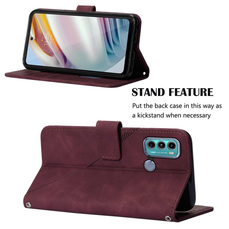 For Motorola Moto G40 / G60 Crossbody 3D Embossed Flip Leather Phone Case