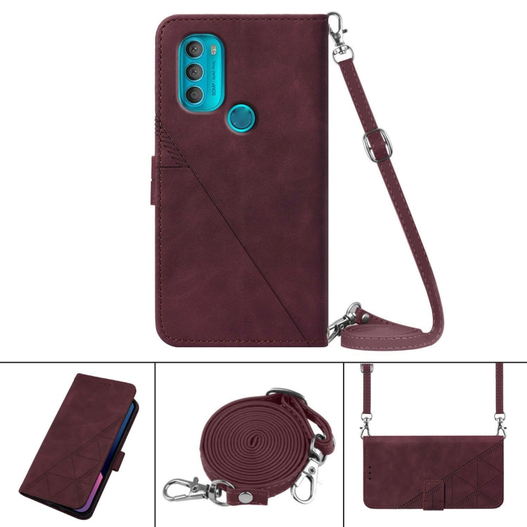 For Motorola Moto G71 5G Crossbody 3D Embossed Flip Leather Phone Case