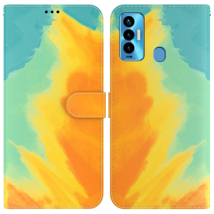 For Tecno Camon 18i Watercolor Pattern Horizontal Flip Leather Phone Case