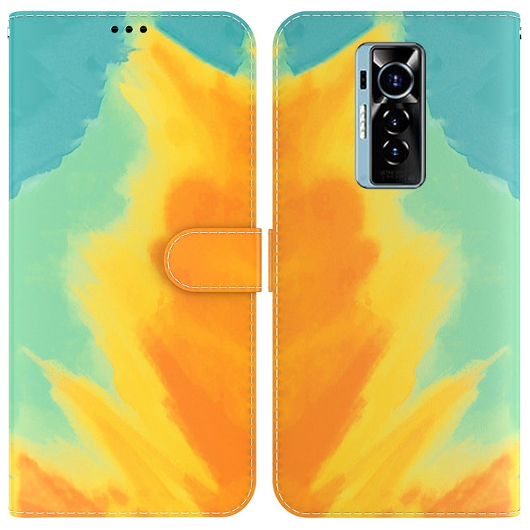 For Tecno Phantom X Watercolor Pattern Horizontal Flip Leather Phone Case