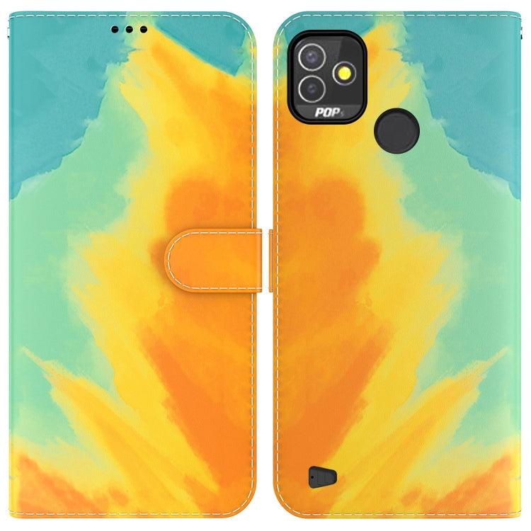 For Tecno Pop 5P Watercolor Pattern Horizontal Flip Leather Phone Case