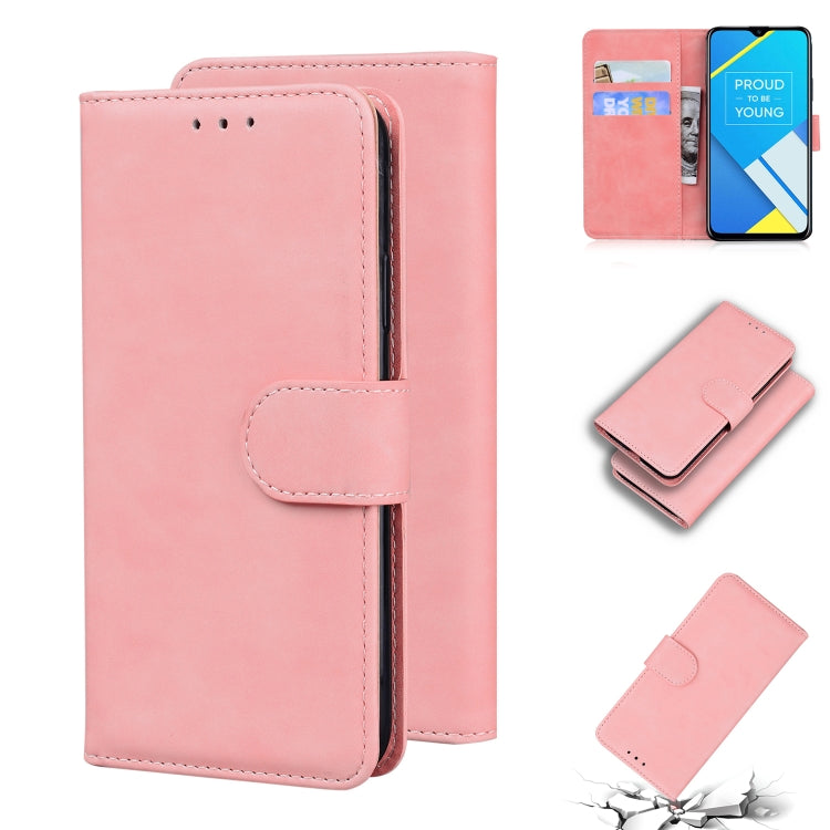 For OPPO A1K/Realme C2 Skin Feel Pure Color Flip Leather Phone Case