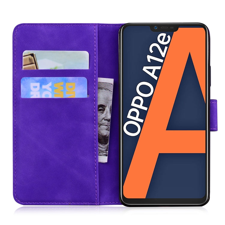 For OPPO A3S/Realme C1/A12E Skin Feel Pure Color Flip Leather Phone Case