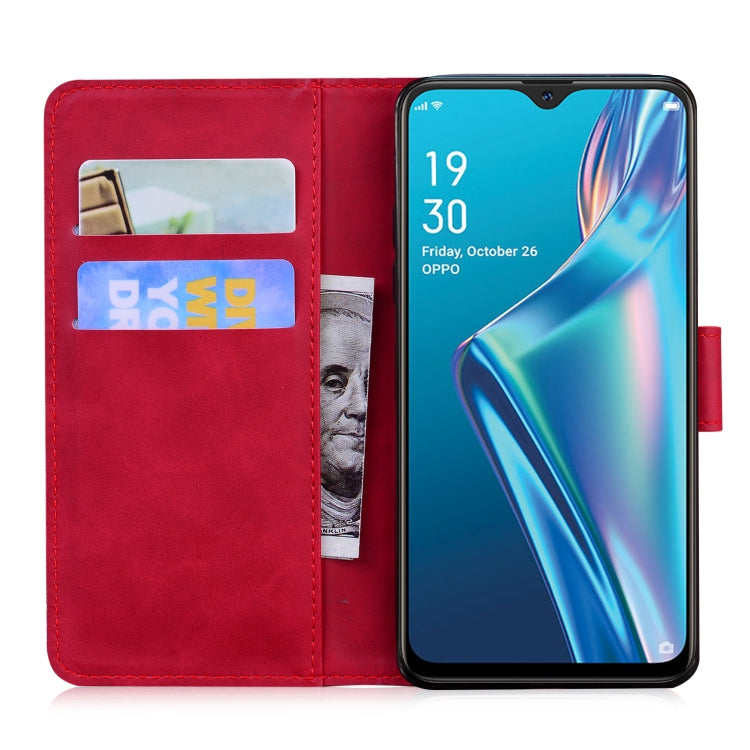 For OPPO A5S/AX5S/A12/A11K Skin Feel Pure Color Flip Leather Phone Case