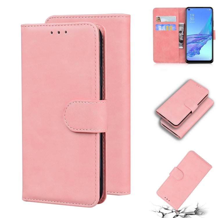 For OPPO A53/A33 Skin Feel Pure Color Flip Leather Phone Case