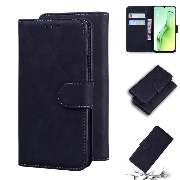 For OPPO A8/A31 2020 Skin Feel Pure Color Flip Leather Phone Case