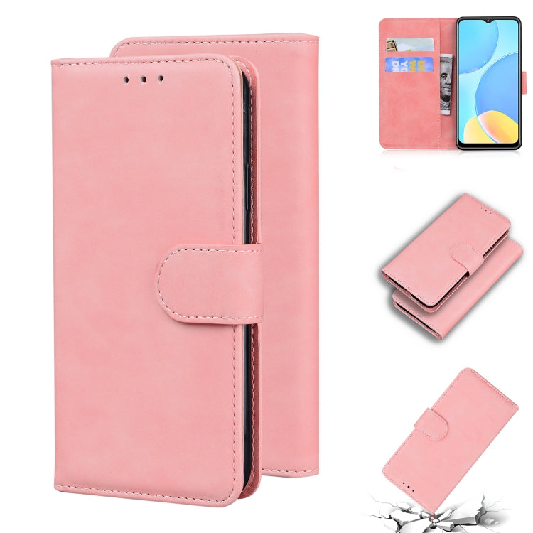 For OPPO A15/A15S Skin Feel Pure Color Flip Leather Phone Case