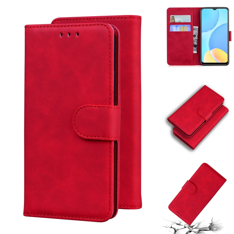 For OPPO A15/A15S Skin Feel Pure Color Flip Leather Phone Case