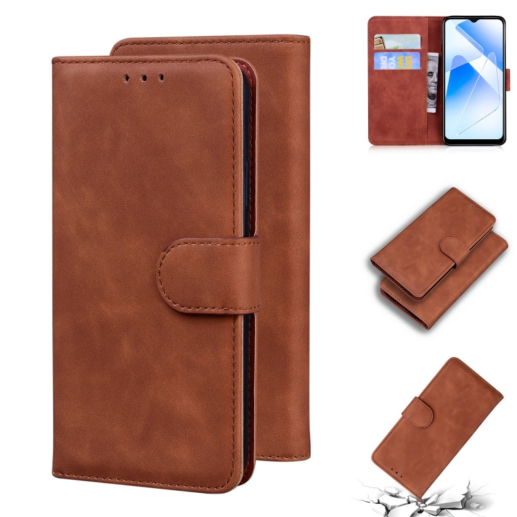 For OPPO A55 5G/A54 4G/Realme V11 5G Skin Feel Pure Color Flip Leather Phone Case