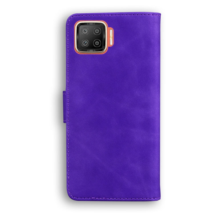 For OPPO A73/F17 Skin Feel Pure Color Flip Leather Phone Case